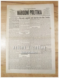 NÁRODNÍ POLITIKA 1933 / 342 (Úmrtí Antonín Švehla) 