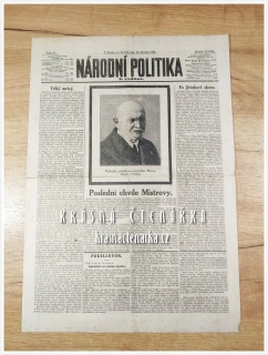 NÁRODNÍ POLITIKA 1930 / 71 (Úmrtí Alois Jirásek) (titulní list)