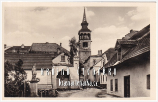 DOBRUŠKA, Novoměstská ulice s domkem F. L. Heka či Věka