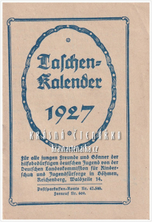 Reklamní kapesní KALENDÁŘ 1927, Gebrüder Stiepel, Liberec