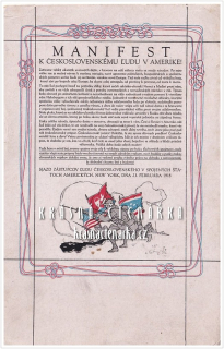 MANIFEST k československému ludu v Amerike ! 1918