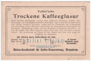 REKLAMNÍ pohlednice: FEITLER´SCHE TROCKENE KAFFEGLASUR