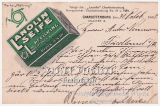 REKLAMNÍ pohlednice: LANOLIN SEIFE, Charlottenburg