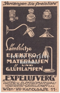 EXPELUSVERG, Luster- u, Elektromaterial- Vertriebs-Gesselschaft, Wien