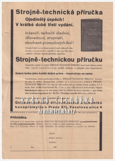 INZERCE NA KNIHU od vydavatelství Ústřední Jednoty dílovědoucích a úředníků kovoprůmyslu