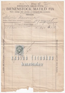 Účet: Firma Bienenstock Matild Fia, Privigye / Prievidza