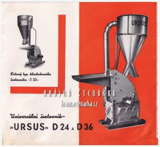 Nabídkový katalog: Universální šrotovník URSUS D24 a D36, V. JINDŘICH, Speciální továrna na šrotovníky
