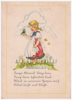 DÍVENKA s ptáčkem