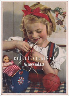 DÍVENKA s panenkou a klubíčkem