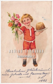 CHLAPEC s kyticí a bábovkou