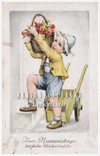 CHLAPEC s květinovým košem