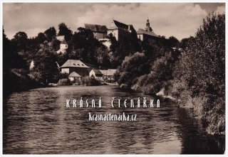 BECHYNĚ, Pohled na zámek a okolí od Lužnice