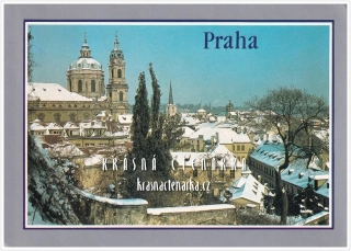 PRAHA, Pohled na kostel sv. Mikuláše na Malé Straně v zimě