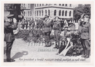 PRAHA, Osvobození Prahy 1945, Prezident beneš u hrobů ruských hrdinů