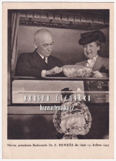 PRAHA, Osvobození Prahy 1945, Prezident Beneš s chotí po příjezdu