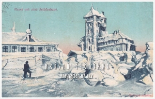 Hora JEŠTĚD a horský hotel v zimě (vydáno 1922)