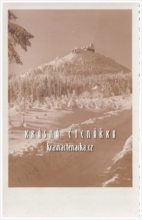 Hora JEŠTĚD a horský hotel v zimě (vydáno 1937)