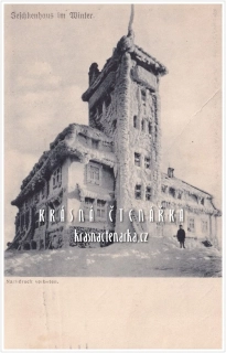 Hora JEŠTĚD a horský hotel v zimě (vydáno 1925)