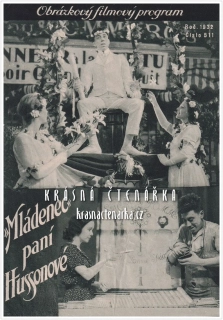 Obrázkový filmový program: MLÁDENEC PANÍ HUSSONOVÉ, 1932, režie: Dominique Bernard-Deschamps