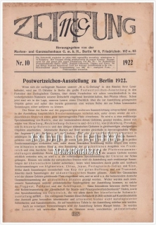 M u G ZEITUNG, Marken- und Ganzsachenhaus, G.m.b.H., Berlin, 1922/10