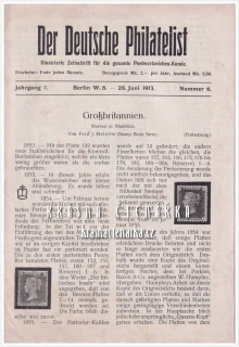 DER DEUTSCHE PHILATELIST, Illustrierte Monatschrift für die gesamte Postwertzeichenkunde 1913/6