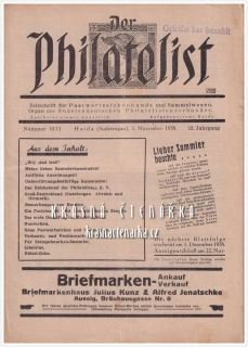 DER PHILATELIST, Zeitschrift für Postwertzeichenkunde 1938/10-11 (vydáno v Novém Boru)