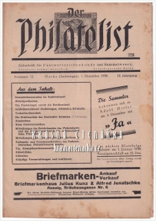 DER PHILATELIST, Zeitschrift für Postwertzeichenkunde 1938/12 (vydáno v Novém Boru)