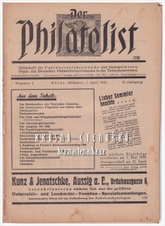DER PHILATELIST, Zeitschrift für Postwertzeichenkunde 1938/4 (vydáno v Novém Boru)