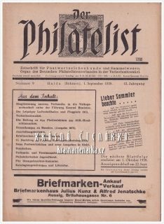 DER PHILATELIST, Zeitschrift für Postwertzeichenkunde 1938/9 (vydáno v Novém Boru)