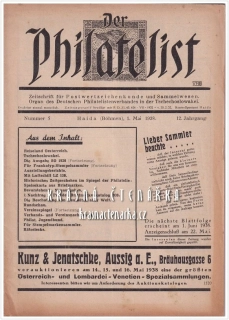 DER PHILATELIST, Zeitschrift für Postwertzeichenkunde 1938/5 (vydáno v Novém Boru)