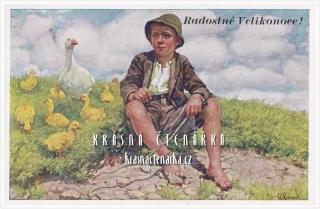 CHLAPEC na velikonoční pohlednici (il. Josef Strnad)