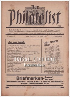 DER PHILATELIST, Zeitschrift für Postwertzeichenkunde 1937/5 (vydáno v Novém Boru)