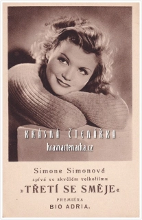 SIMONE SIMONOVÁ zpívá ve skvělém velkofilmu "Třetí se směje", premiéra Bio Adria