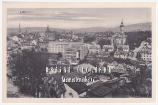 LIBEREC, Střed města a pohled na evangelický kostel