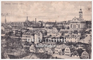 LIBEREC, Střed města a pohled na evangelický kostel