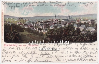 LIBEREC, Střed města a pohled na evangelický kostel