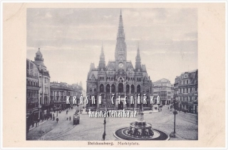 LIBEREC, Radnice, náměstí a také Metznerova kašna (vydáno 1926)
