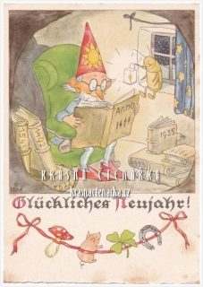Ilustrovaná vánoční pohlednice: IDA BOHATTA-MORPURGO