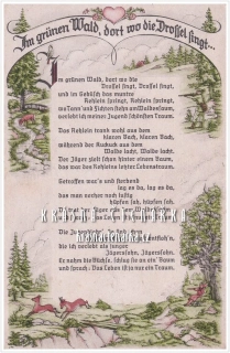 PÍSEŇ německá UM GRÜNEN WALD, DORT WO DIE DROSSEL SINGT ...