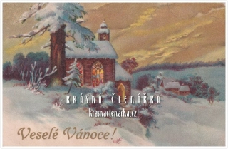 VÁNOČNÍ a NOVOROČNÍ pohlednice s kostelíkem