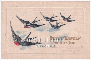 VÁNOČNÍ a NOVOROČNÍ pohlednice a vlaštovky