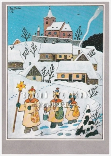 VÁNOČNÍ a NOVOROČNÍ pohlednice (il. Josef Lada)