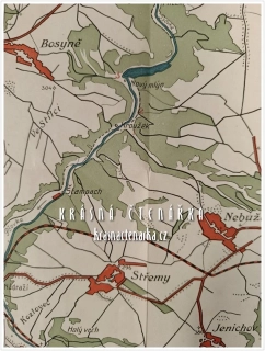 Starší česká orientační mapa: BOSYNĚ-NEBUŽELY-STŘEMY-JENICHOV-LHOTKA  a okolí (Mělnicko)