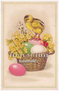 VELIKONOČNÍ pohlednice s kuřátkem