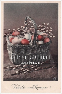 VELIKONOČNÍ pohlednice s košíkem