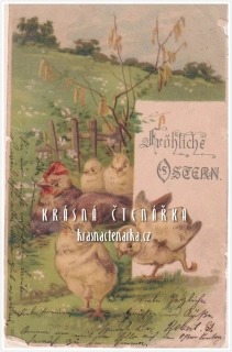 VELIKONOČNÍ pohlednice s kuřátky