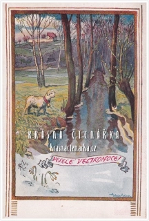 VELIKONOČNÍ pohlednice, Charitativní pohlednice "2 haléře Českému srdci" (il. Kašpar Adolf)
