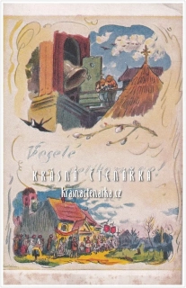 VELIKONOČNÍ pohlednice, Charitativní pohlednice "2 haléře Českému srdci" (il. Kašpar Adolf)
