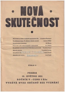 NOVÁ SKUTEČNOST 1951/5 | Měsíčník Svazu občanů bez vyznání