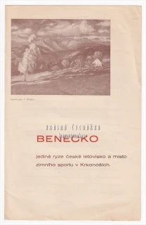 BENECKO, jediné ryze české letovisko a místo zimního sportu v Krkonoších | Turistický leták cca 1930